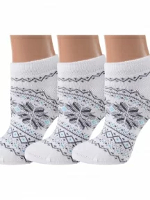 Комплект из 3 пар женских полушерстяных носков Grinston socks (PINGONS), 3-17D4, БЕЛЫЕ