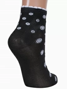 Женские носки Альтаир, С211, ЧЕРНЫЕ с белыми пуговицами