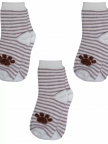 Комплект из 3 пар детских носков RuSocks (Орудьевский трикотаж), 3-Д3-13502, рис. 03, ЭКРЮ
