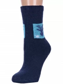 Женские теплые махровые носки Hobby Line, Нжамв6008-9, ТЕМНО-СИНИЕ