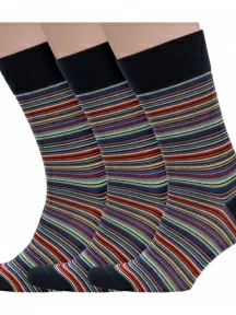 Комплект из 3 пар мужских носков Sergio Di Calze (PINGONS) из мерсеризованного хлопка, 3-16SC3, ЧЕРНЫЕ