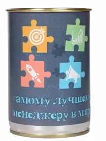Мужские носки "Трио " в банке, 1БАН_ПрофН, "Самому лучшему менеджеру в мире" / черные