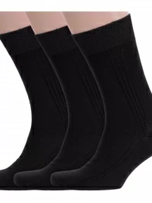 Комплект из 3 пар мужских носков RuSocks (Орудьевский трикотаж) из 100% хлопка, 3-М3-11001, рис. 03, ЧЕРНЫЕ