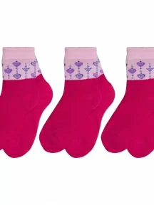 Комплект из 3 пар детских махровых носков Гамма, 3-С663, ТЕМНО-РОЗОВЫЕ