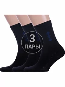 Комплект из 3 пар мужских носков Альтаир, 3-С45, ЧЕРНЫЕ с темно-синим