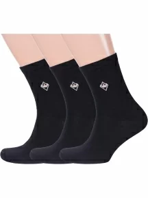 Комплект из 3 пар мужских носков Альтаир, 3-С8, ЧЕРНЫЕ