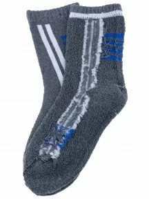 Детские махровые носки Hobby Line, 7480, СЕРЫЕ с белыми полосками