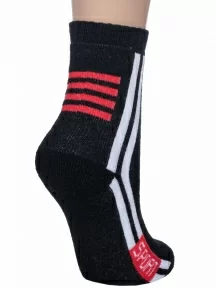 Детские махровые носки Hobby Line, 7480, ЧЕРНЫЕ с белыми полосками