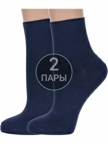 Комплект из 2 пар женских носков без резинки ХОХ ТЕМНО-СИНИЕ (2-G-1406)