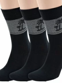 Комплект из 3 пар мужских носков ХОХ из вискозы, 3-X-1202, ЧЕРНЫЕ