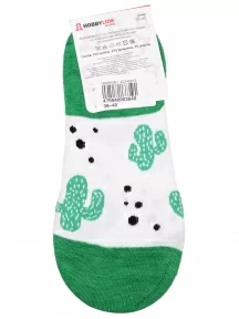 Женские ультракороткие носки Hobby Line, ННЖ18-09-03-11, БЕЛО-ЗЕЛЕНЫЕ