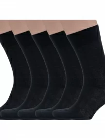 Комплект из 5 пар мужских носков Grinston socks (PINGONS) из 100% микромодала, 5-15D7, ЧЕРНЫЕ