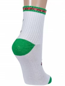 Детские спортивные носки "Борисоглебский трикотаж", 8С229, БЕЛО-ЗЕЛЕНЫЕ