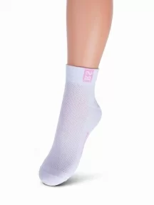 Детские носки с сеточкой RuSocks (Орудьевский трикотаж) БЕЛО-РОЗОВЫЕ (Д-36)