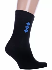 Мужские носки Альтаир, С45, ЧЕРНЫЕ с васильковым