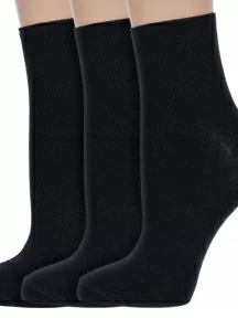 Комплект из 3 пар женских носков без резинки ХОХ, 3-G-1406, ЧЕРНЫЕ