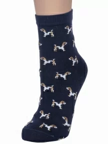 Женские носки LORENZline, Д128, ТЕМНО-СИНИЕ с собачками