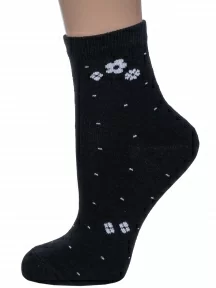 Женские носки Альтаир, С47, ЧЕРНЫЕ с белыми цветами