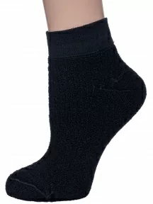 Женские махровые носки Альтаир, С186, ЧЕРНЫЕ с бордовыми полосками