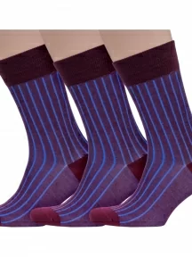 Комплект из 3 пар мужских носков Sergio Di Calze (PINGONS) из мерсеризованного хлопка, 3-18SC2, БОРДОВЫЕ