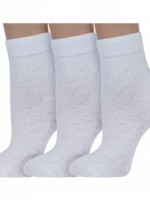 Комплект из 3 пар женских бамбуковых носков Гамма, 3-С527, КРЕМОВЫЕ