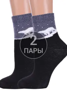 Комплект из 2 пар женских махровых носков Брестские (БЧК) рис. 516, ЧЕРНЫЕ (2-15С1408)