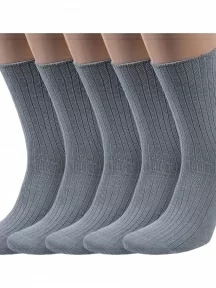 Комплект из 5 пар мужских носков без резинки ХОХ, 5-X-201, СЕРЫЕ
