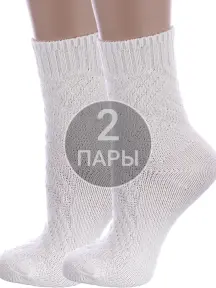 Комплект из 2 пар женских полушерстяных носков RuSocks (Орудьевский трикотаж) БЕЛЫЕ (2-Ж3-38847)