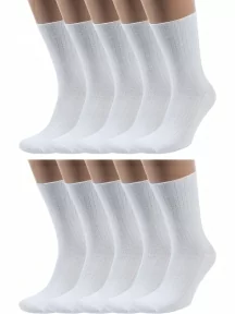 Комплект из 10 пар мужских носков без резинки ХОХ, 10-X-201, БЕЛЫЕ
