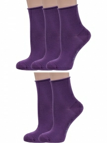 Комплект из 5 пар женских носков без резинки Grinston socks из мерсеризованного хлопка ФИОЛЕТОВЫЕ (5-15D22)