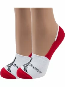 Комплект из 2 пар женских носков ХОХ FANTASY, 2-SF-6, БЕЛО-КРАСНЫЕ