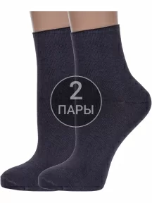 Комплект из 2 пар женских носков без резинки ХОХ, 2-G-1406, ТЕМНО-СЕРЫЕ