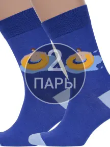 Комплект из 2 пар мужских носков MSCLUB №М29 СИНИЕ с отдыхающим и чайкой (2-nm-312)