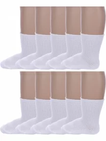 Комплект из 10 пар детских носков Альтаир, 10-С63, БЕЛЫЕ