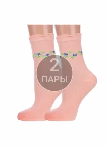 Комплект из 2 пар женских бамбуковых носков с махровым следом LORENZLine, 2-Б8, ПЕРСИКОВЫЕ