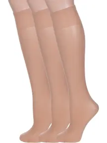 Комплект из 3 пар женских гольфов Conte Natural, телесные (3-14С-57СП/Tension soft 40Г)