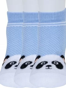 Комплект из 3 пар детских носков Гамма, 3-С1649, рис. Панда, СВЕТЛО-ГОЛУБЫЕ