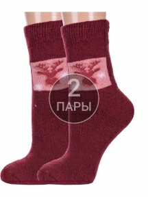 Комплект из 2 пар женских теплых махровых носков Hobby Line, 2-Нжамв6008-9, БОРДОВЫЕ
