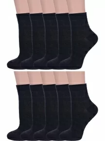 Комплект из 10 пар женских носков Альтаир, 10-С117, ЧЕРНЫЕ