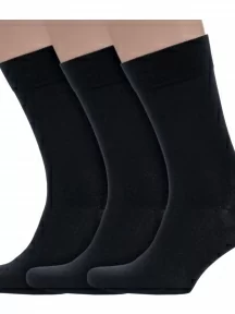 Комплект из 3 пар мужских носков Grinston socks (PINGONS) из 100% хлопка, 3-15D2, ЧЕРНЫЕ
