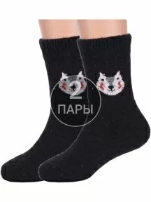 Комплект из 2 пар детских теплых махровых носков Hobby Line, 2-Ндад7622-1, ЧЕРНЫЕ