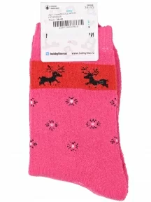 Женские махровые носки Hobby Line, Нжм8833-2, ЯРКО-РОЗОВЫЕ