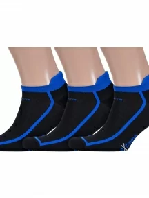 Комплект из 3 пар мужских носков с махровыми пяткой и мыском ХОХ, 3-SPM-10, ЧЕРНО-СИНИЕ