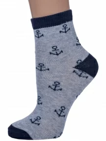 Детские носки "НАШЕ" Смоленской чулочной фабрики, 222С134, рис. 1, СЕРЫЕ МЕЛАНЖ с темно-синим № 54-4/3-1