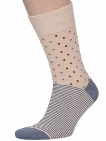 Мужские носки MSCLUB №М33, nm-354, БЕЖЕВЫЕ в горох и полоску