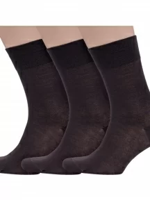 Комплект из 3 пар мужских бамбуковых носков Grinston socks (PINGONS), 3-15D1, КОРИЧНЕВЫЕ
