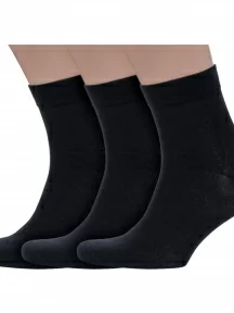 Комплект из 3 пар мужских носков Grinston socks (PINGONS) из 100% хлопка, 3-15D12, ЧЕРНЫЕ