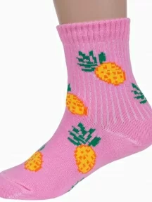 Детские носки Альтаир, А225, РОЗОВЫЕ с желтыми ананасами