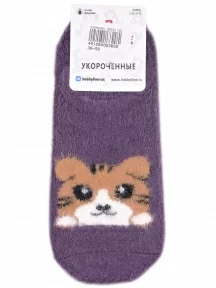 Женские ультракороткие теплые носки "Пуховые" Hobby Line, Нжпуху9502, ФИОЛЕТОВЫЕ