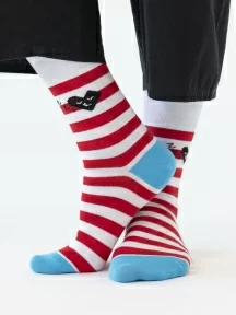 Носки unisex St. Friday Socks, tel-1069-02, "Дела сердечные, полоски поперечные"